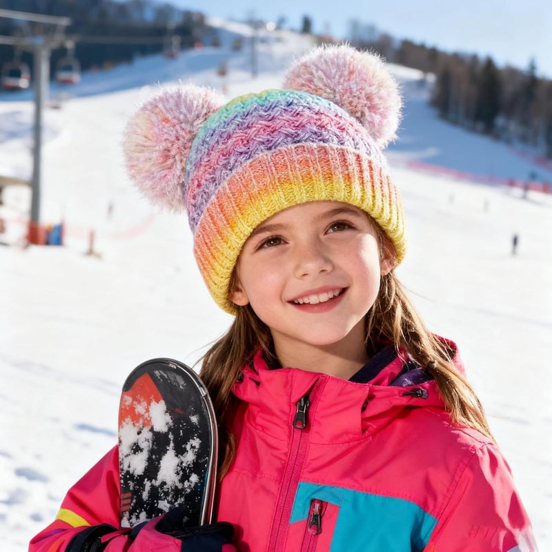 KDVOG Store Kids Winter Hat Warm Knitted Beanies with Double Pom Pom Thick Ski Cap for Boys Girls 7-12 Years - Image 4